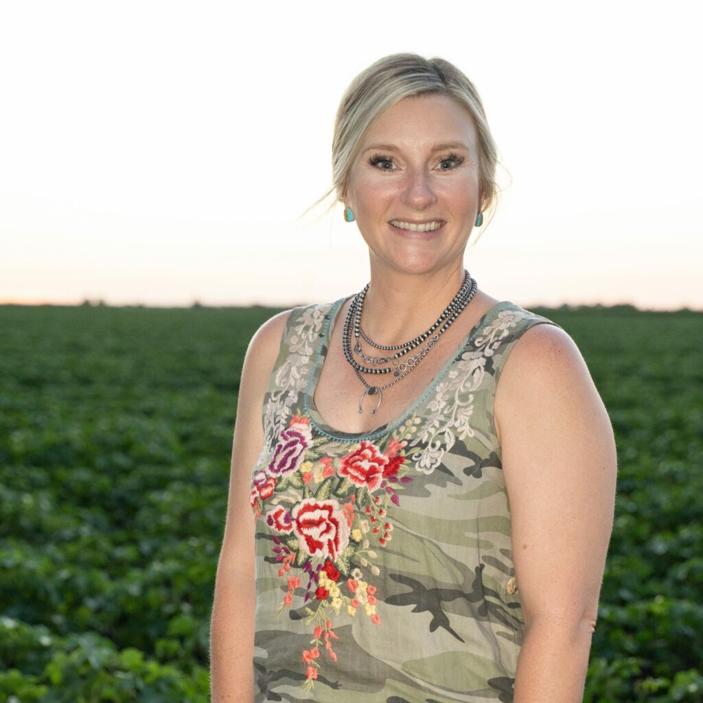 Texas farmer Terra James in a field