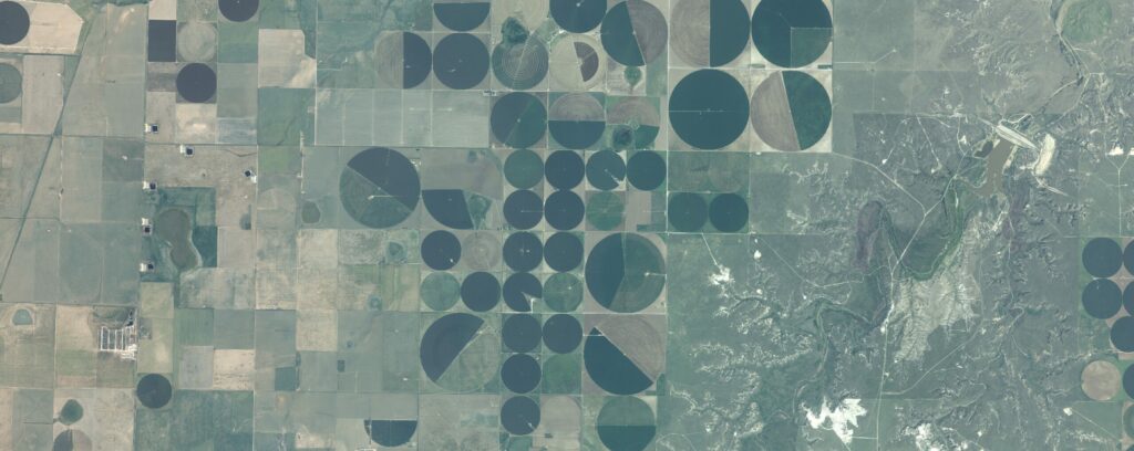 Aerial map give a birds eye view of Texas landscape.