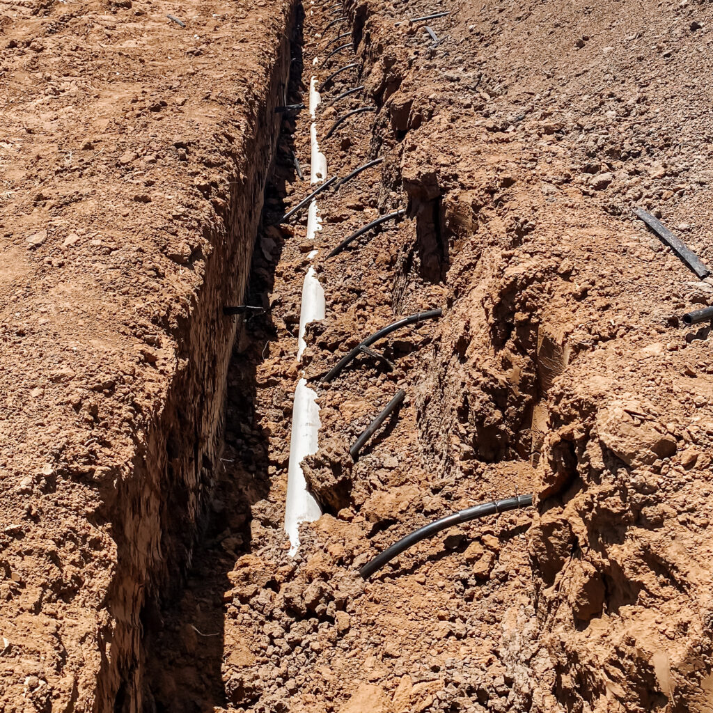 Drip irrigation systems are installed underground